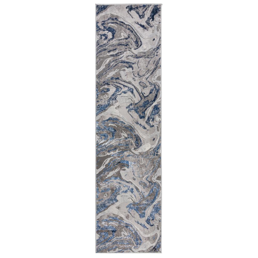 Kadima Design Luxuriöser Wohnzimmer Teppich "Ouse Joy", Metallische Marmorierung - Farbe: Blau-Grau, 60x230 cm Bild 1