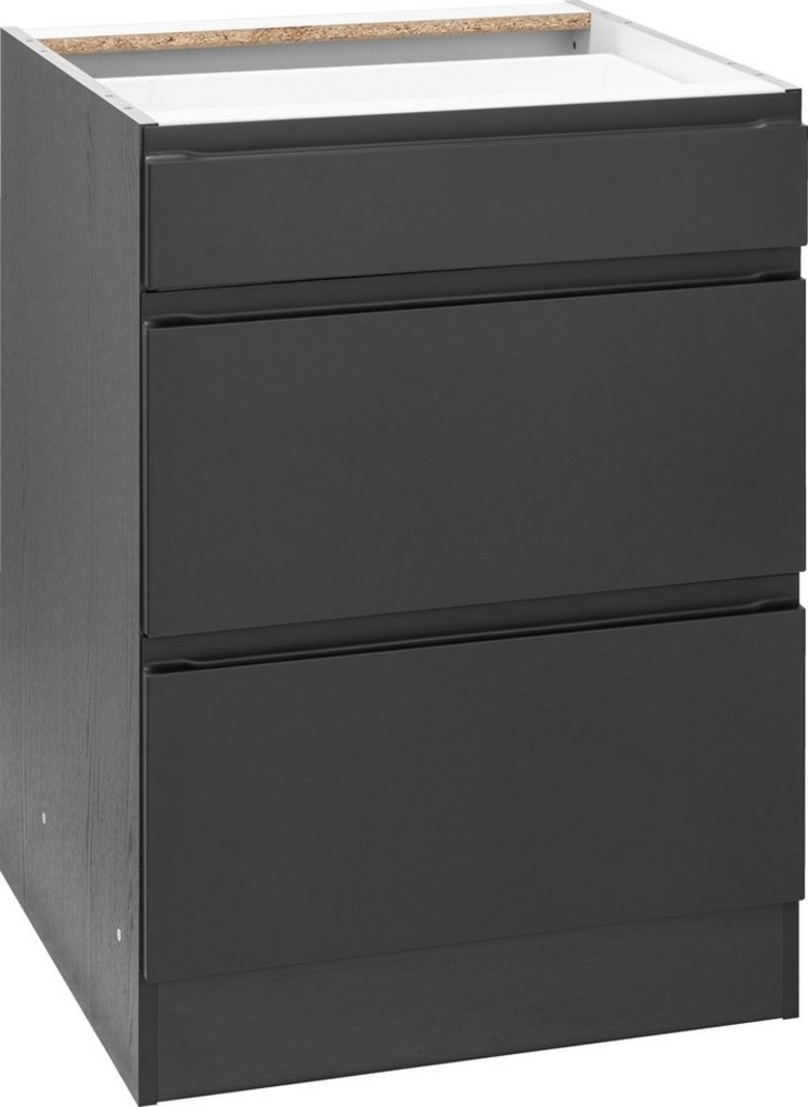 KOCHSTATION Unterschrank KS-Bruneck >>Bruneck<< 60 cm breit, für viel Stauraum, hochwertige MDF-Fronten Bild 1