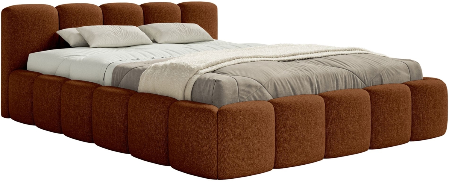 Selsey 'Cloudy Low' Polsterbett 200x200 mit Bettkasten und Lattenrost, hydrophobe Chenille, Kupfer Bild 1