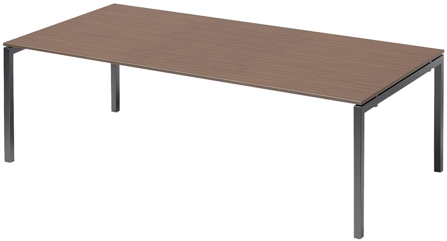 BISLEY Cito Chefarbeitsplatz/Konferenztisch, 740 mm höhenfixes U-Gestell, Metall, Wn334 Dekor Nußbaum, Gestell Anthrazitgrau, 120 x 240 x 85 cm Bild 1
