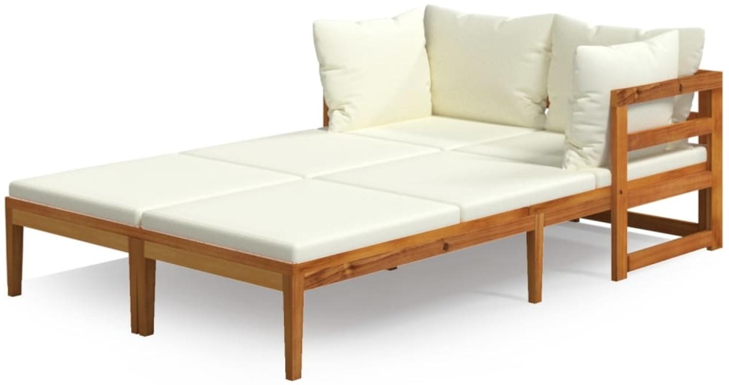 vidaXL Sonnenliegen mit Cremeweißen Kissen 2 Stk. Akazienholz 3087268 Bild 1