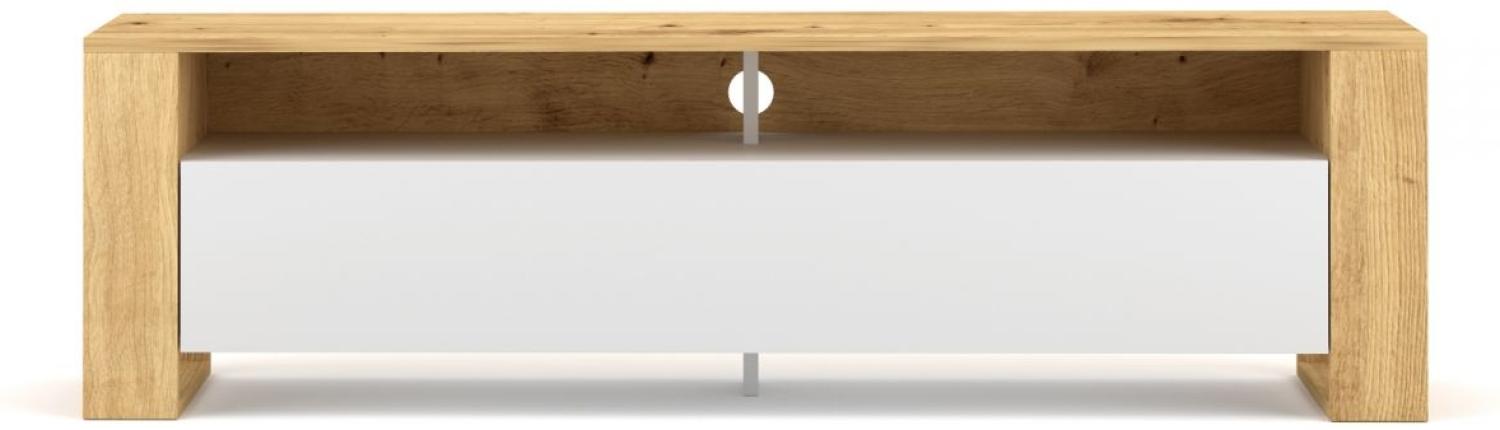 TV-Lowboard Bridge in weiß und Eiche Artisan 140 cm Bild 1
