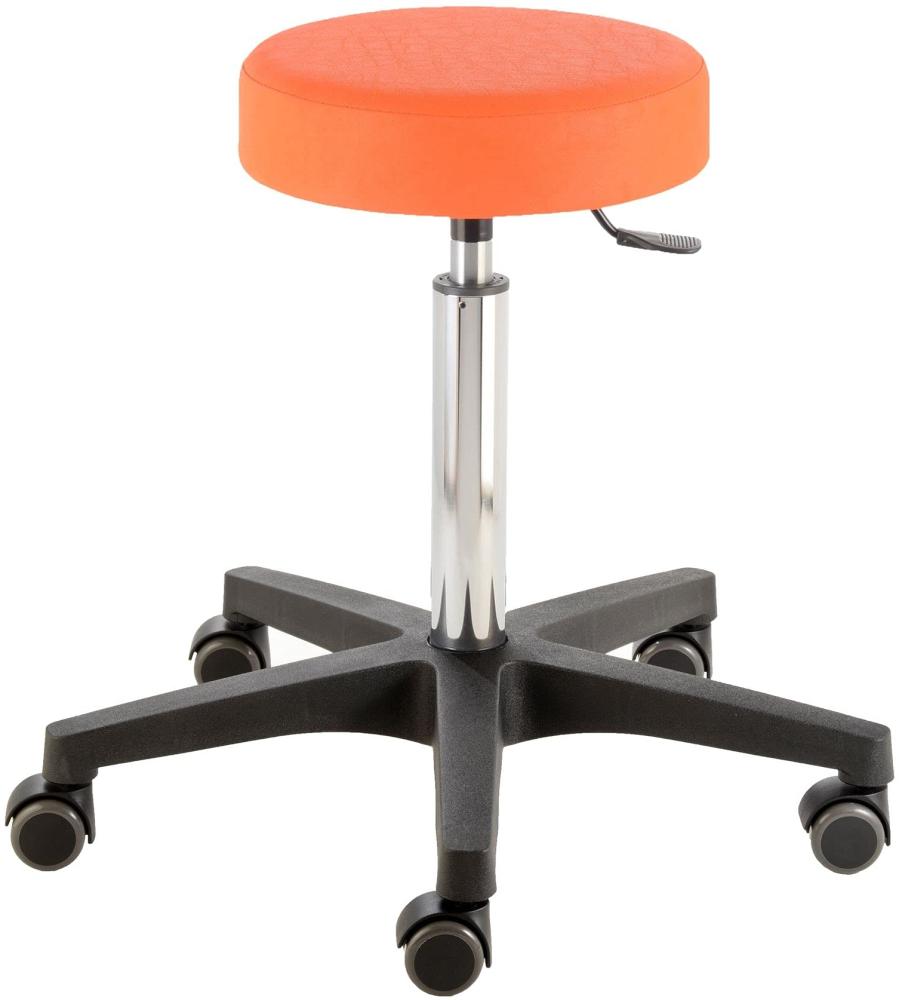 Prova Nova GmbH Rollhocker mit Rundsitz Comfort 4400, Sitzhöhe ca. 54-73 cm, Gasfedersäule, Rollen/Bodengleiter:weiche Radbandage, Polsterdekor:Dekor orange Bild 1