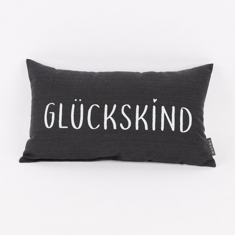Magma Heimtex Dekokissen Magma Deko Kissen mit Aufschrift Glückskind anthrazit 30x50cm Bild 1