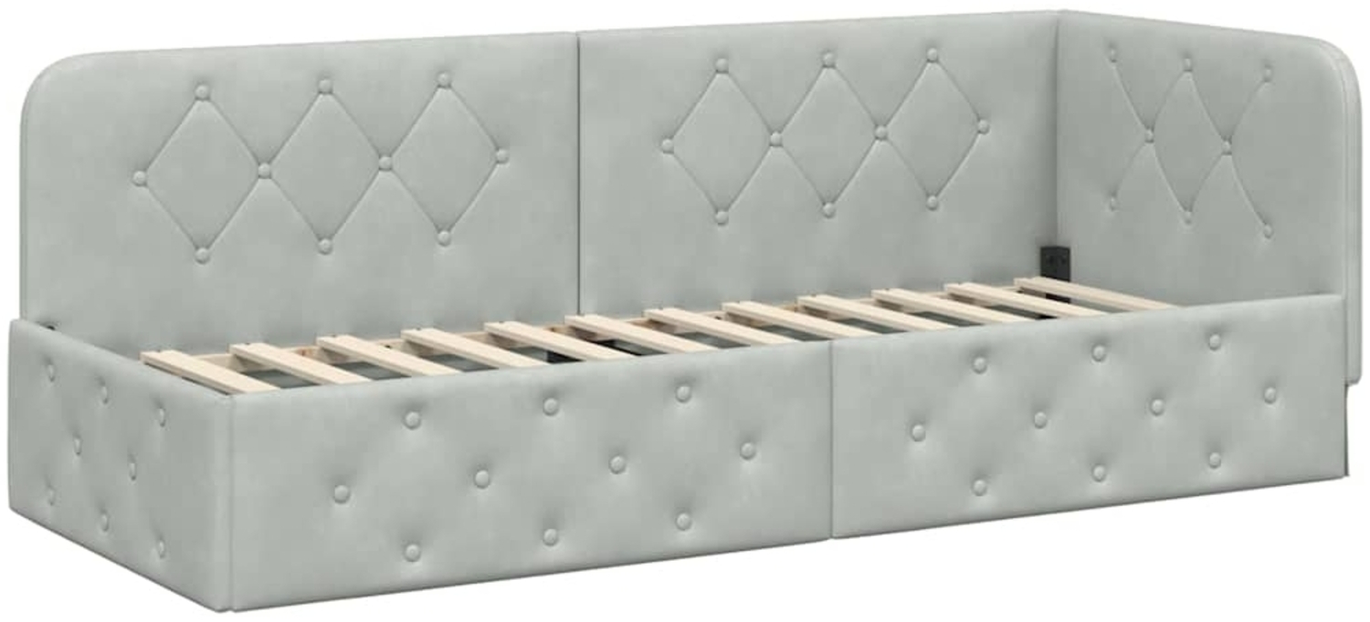 vidaXL Eckbettgestell mit Kopfteil Hellgrau 80x200 cm Samt 42016513 Bild 1