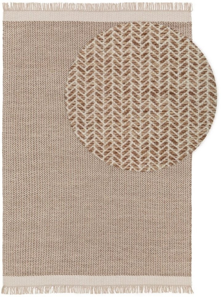 benuta Wollteppich Kim, rechteckig, Höhe: 5 mm, Teppich Wohnzimmer, Schlafzimmer, Esszimmer, Flur, Kunstfaser, Cozy Bild 1