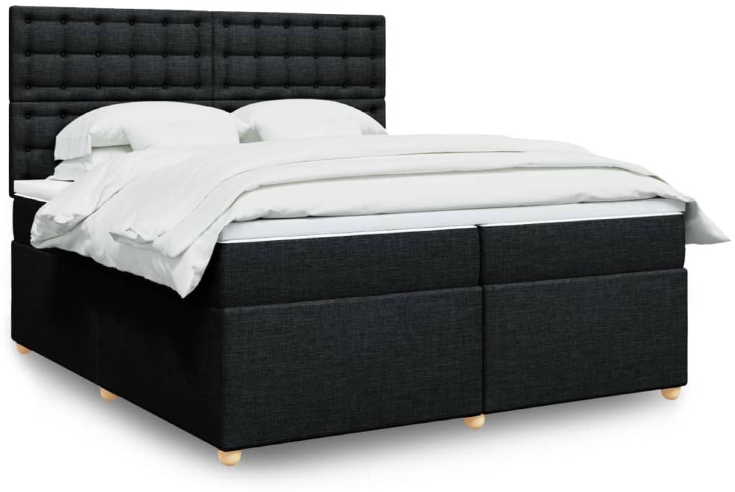 vidaXL Boxspringbett mit Matratze Schwarz 200x200 cm Stoff 3291403 Bild 1