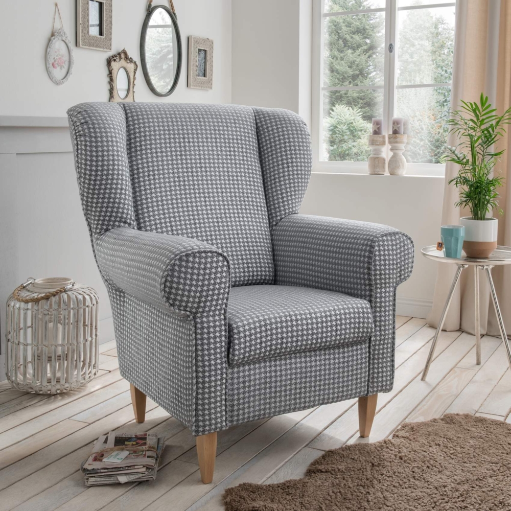 Polstersessel Ohrensessel AVERSA Stoff Talento Grau Bild 1