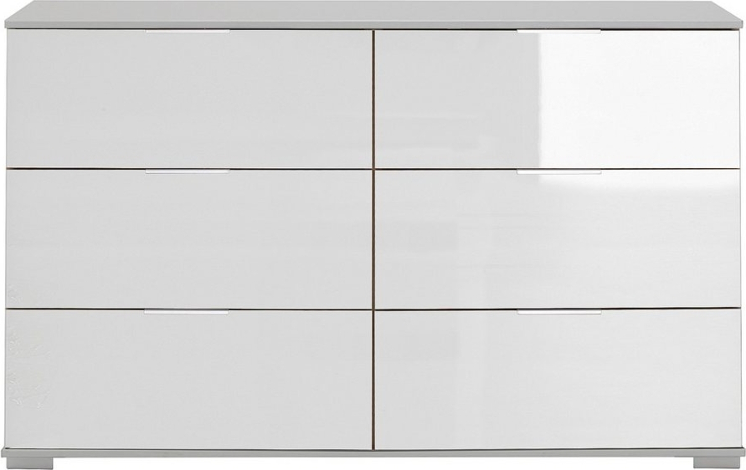 Lomadox Kommode ELSTRA-43, Schlafzimmer mit 6 Schubladen in weiß mit weißem Glas, 130/83/41 cm Bild 1