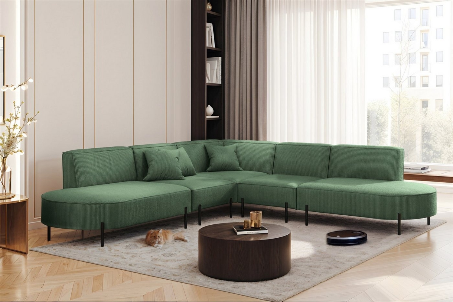 Ecksofa Designersofa VALENCIA Stoff Scala Forest Universal Bild 1