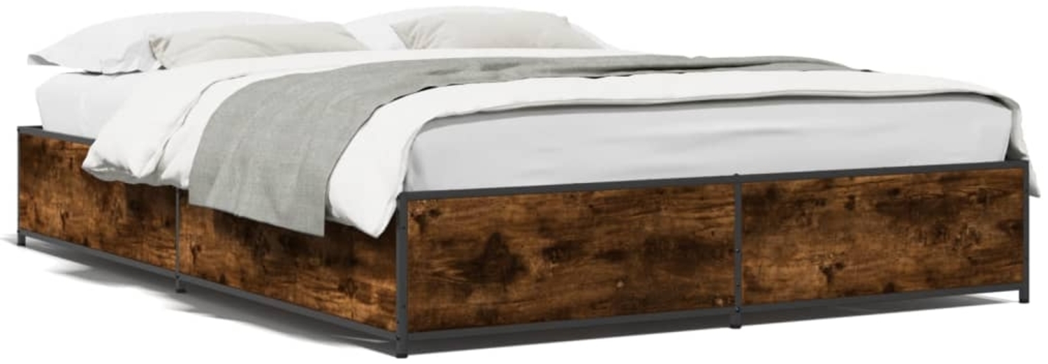 vidaXL Bettgestell Räuchereiche 150x200 cm Holzwerkstoff und Metall 3279839 Bild 1