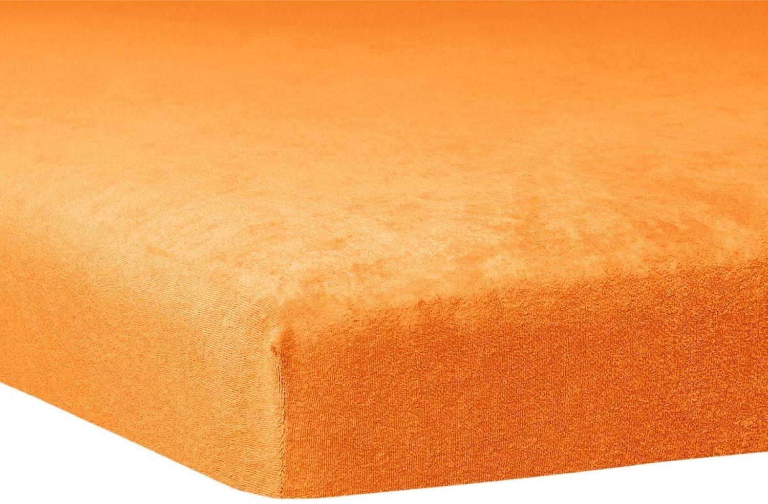 Traumschlaf Flausch Biber Topper Spannbettlaken|90x190 cm - 100x200 cm| orange Bild 1