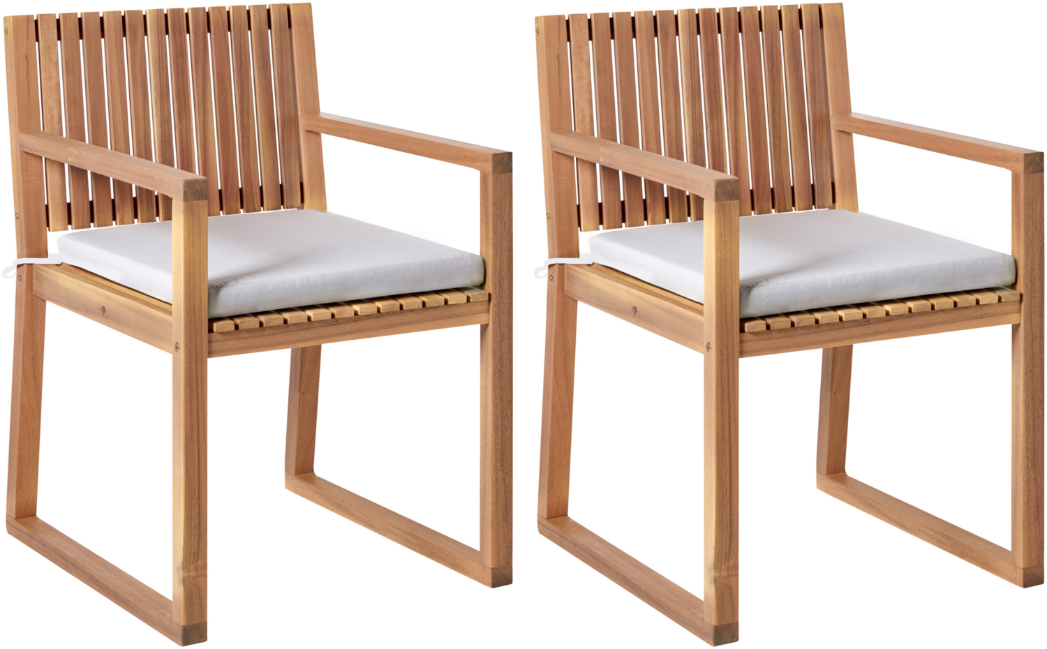 Set mit 2 Stühlen und Sitzkissen SASSARI PREMIUM zertifiziertes Akazienholz Hellgrau Bild 1