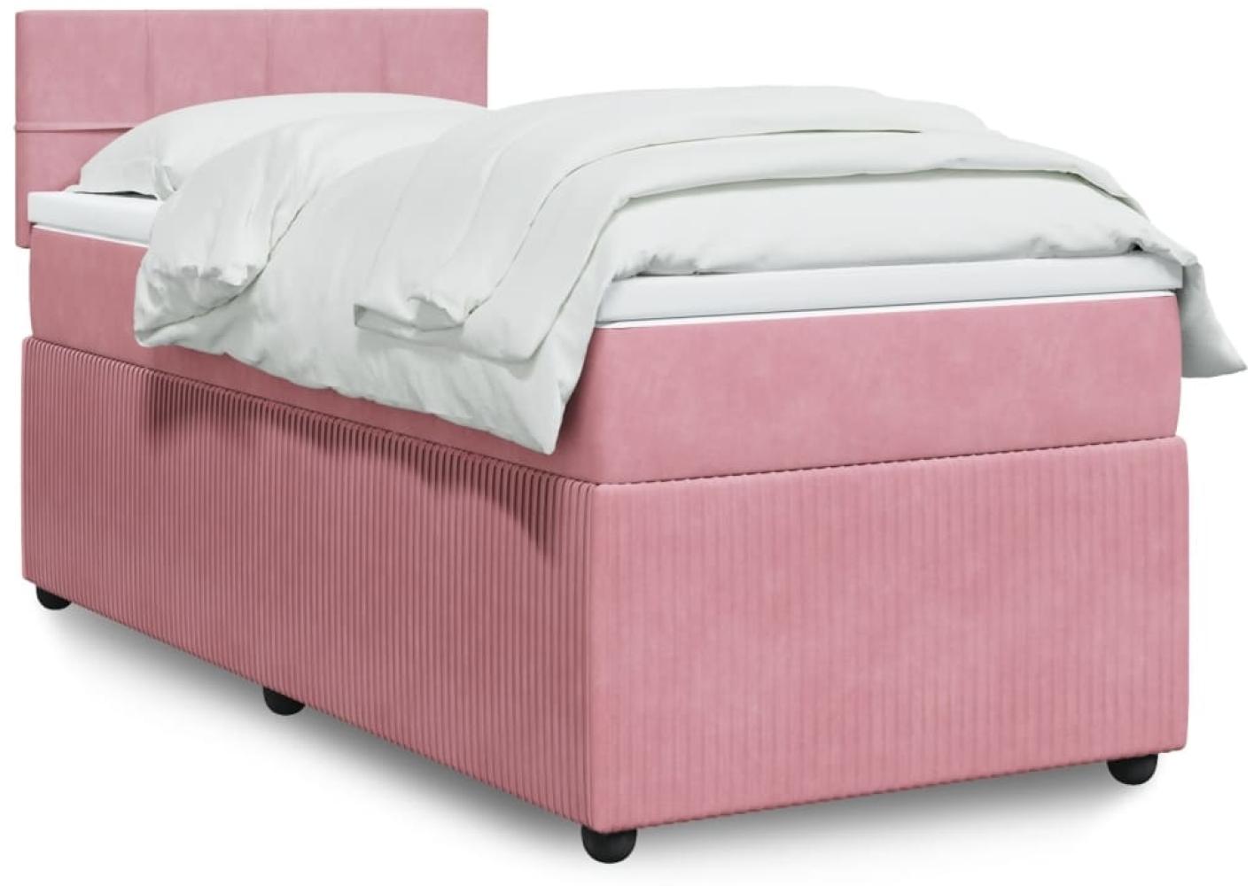 vidaXL Boxspringbett mit Matratze Rosa 90x190 cm Samt 3287631 Bild 1