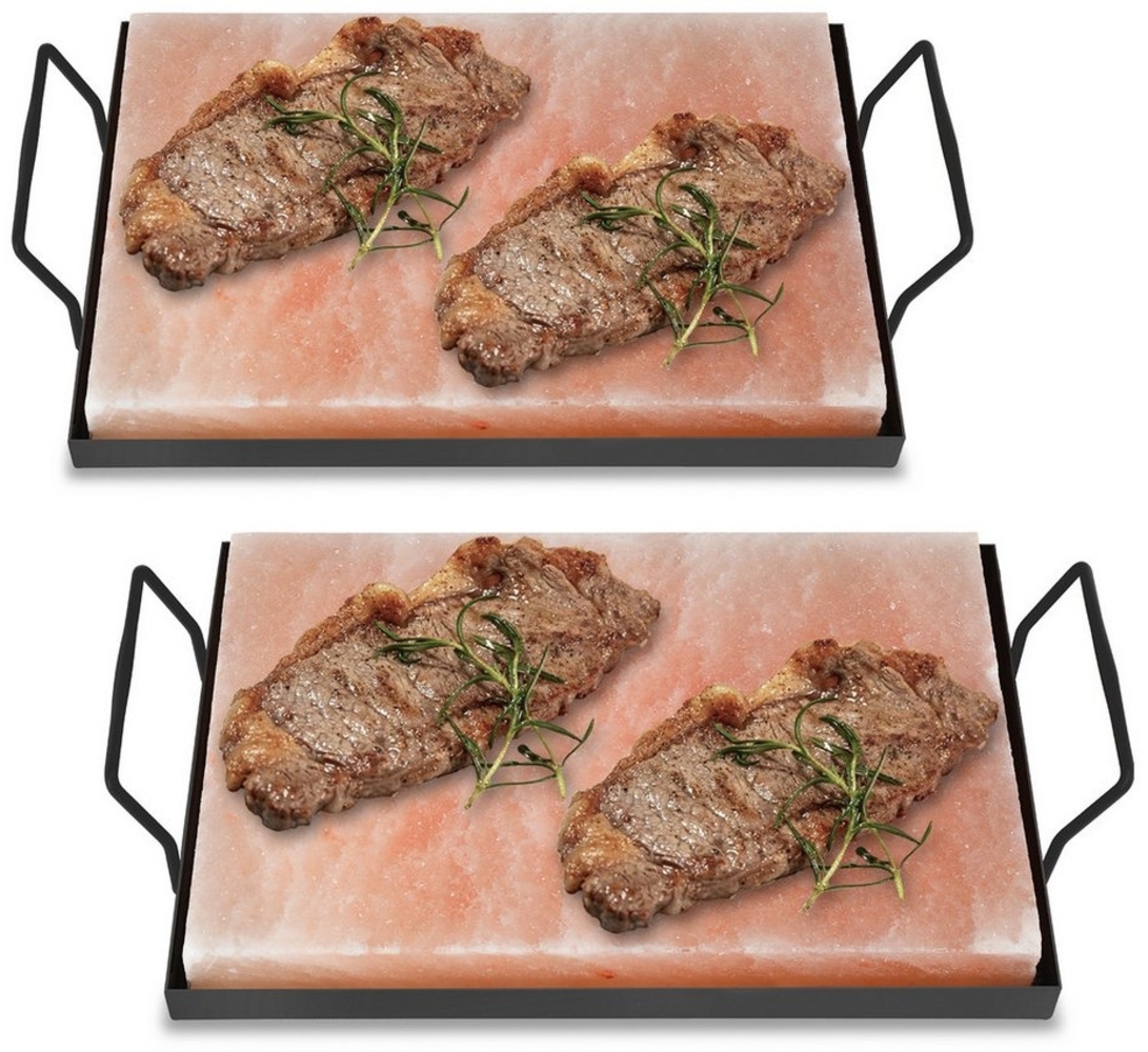 Clanmacy Grill-Salzstein Salzstein mit Halter 30x20x3cm Hochwertiger CHEF Set Fisch BBQ (2-St) Bild 1