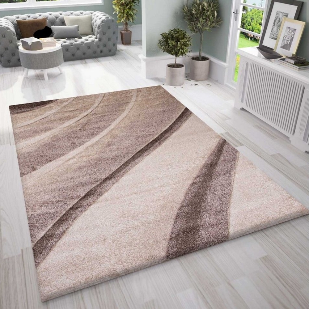 Vimoda Teppich Teppich Wohnzimmer Designer & Modern Wellen Motiv in 4 Farben, Rechteckig, Höhe: 10 mm, Teppich Wohnzimmer dicht Top Qualität auch für Schlafzimmer und Flur Bild 1