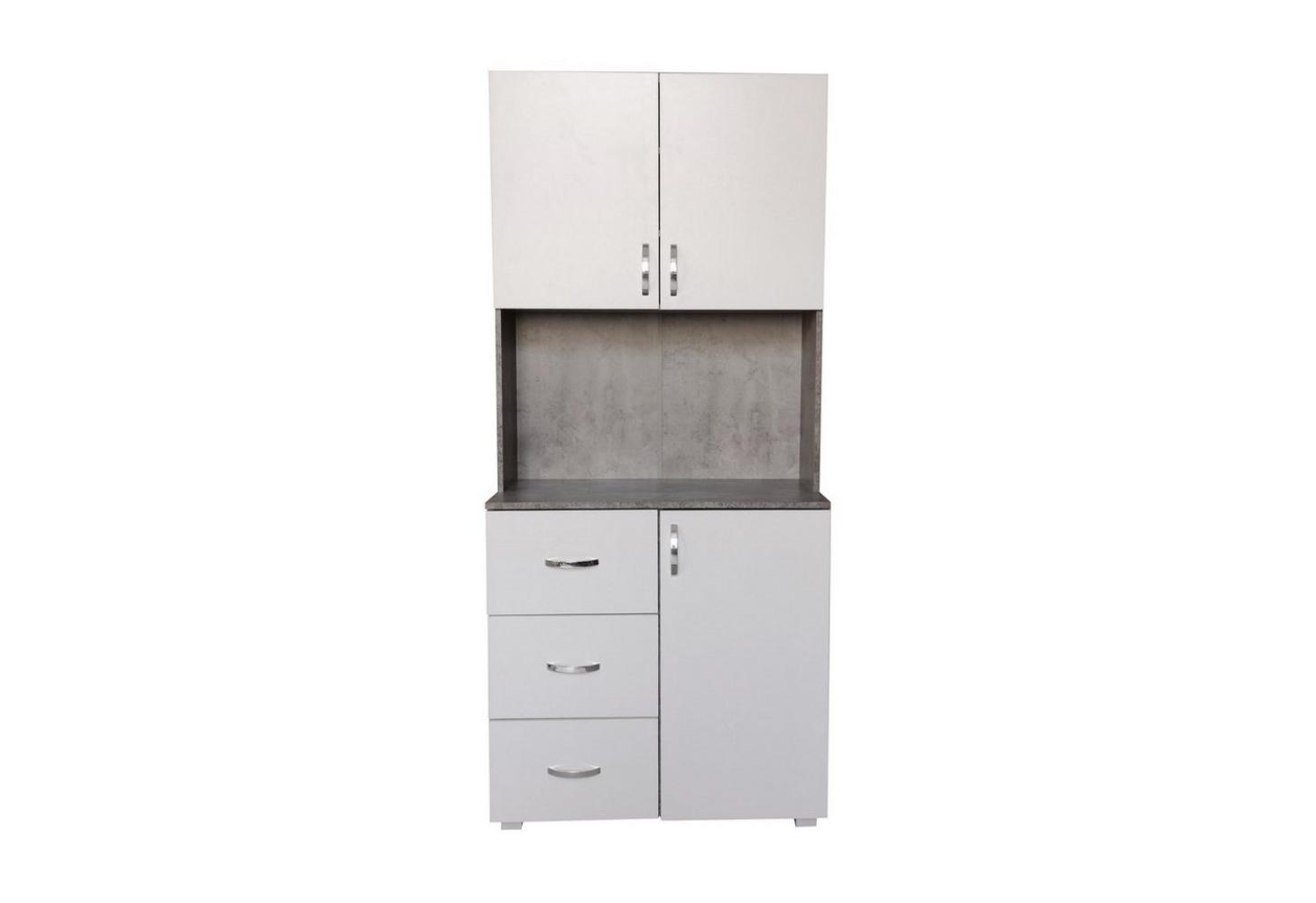 HTI-Living Hochschrank Küchenschrank Weiß/Beton Blanca (Stück, 1-St, 1x Schrank Blanca, ohne Dekoration) Hochschrank Küchenbuffet Bild 1