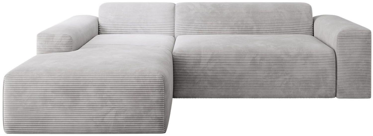 Juskys Sofa Vals Links mit POSO Stoff - L-Form Couch für Wohnzimmer - Ecksofa modern, bequem, klein - Eckcouch Sitzer - Cordsofa Hellgrau Bild 1