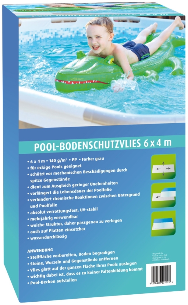 Pool-Bodenschutzvlies grau 6 x 4 m 140 g eckig Bild 1