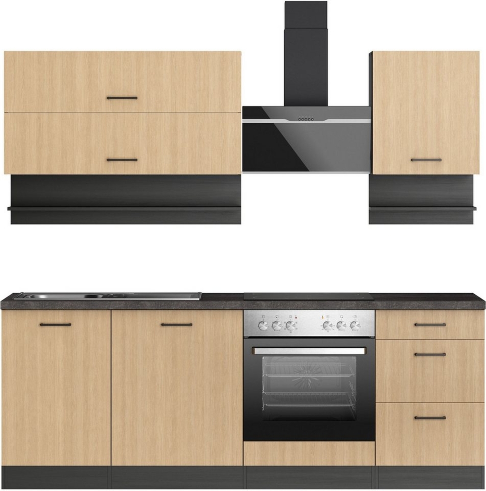 KOCHSTATION Küchenzeile KS-Frieda Breite 220 cm, wahlweise mit E-Geräten, mit 38mm starker Arbeitsplatte Bild 1