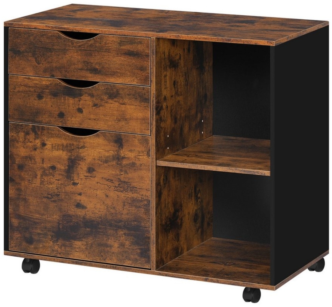 Woltu Rollcontainer, Aktenschrank mit 3 Schubladen, 5 Rollen, Büroschrank Bild 1