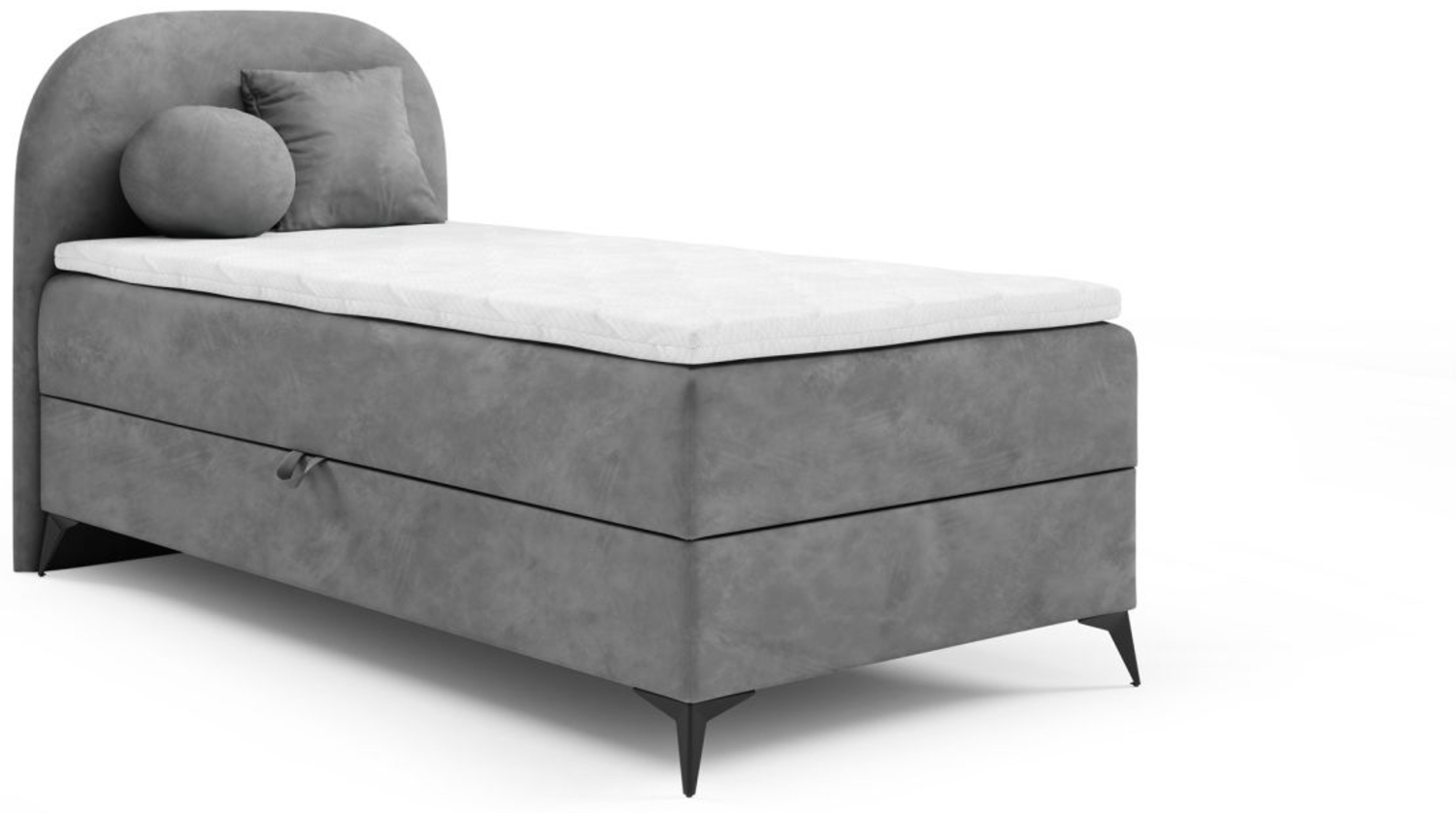 Boxspringbett Gästebett GORGIA 100x200cm Stoff Jasmin Grau Bild 1
