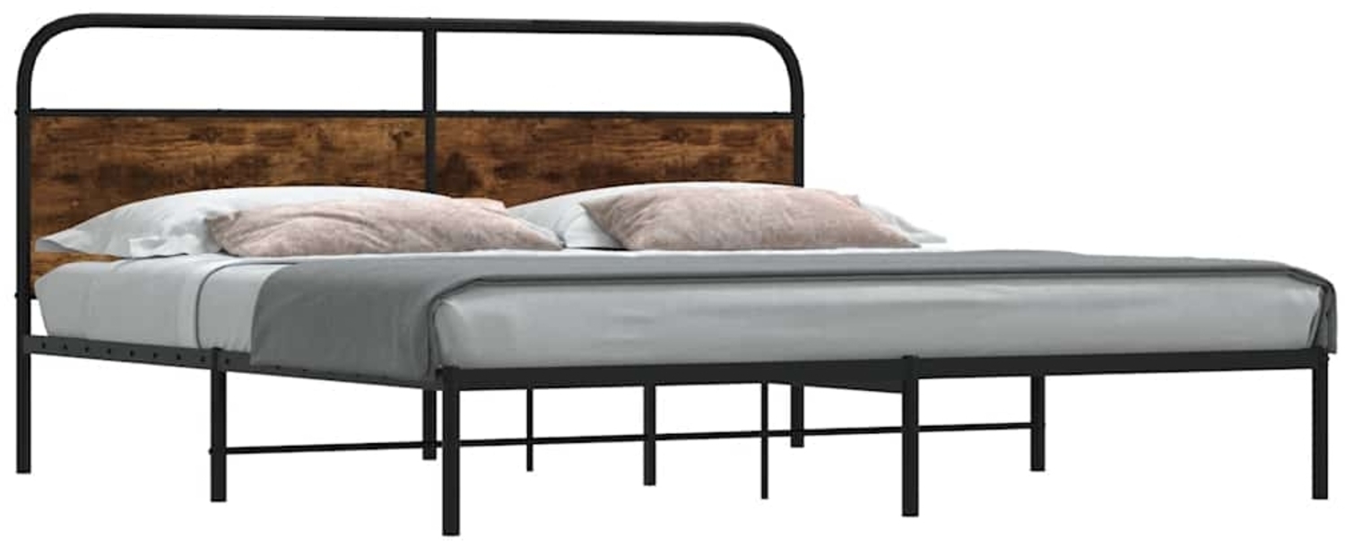 vidaXL Metallbett ohne Matratze Räuchereiche 193x203 cm 3318632 Bild 1