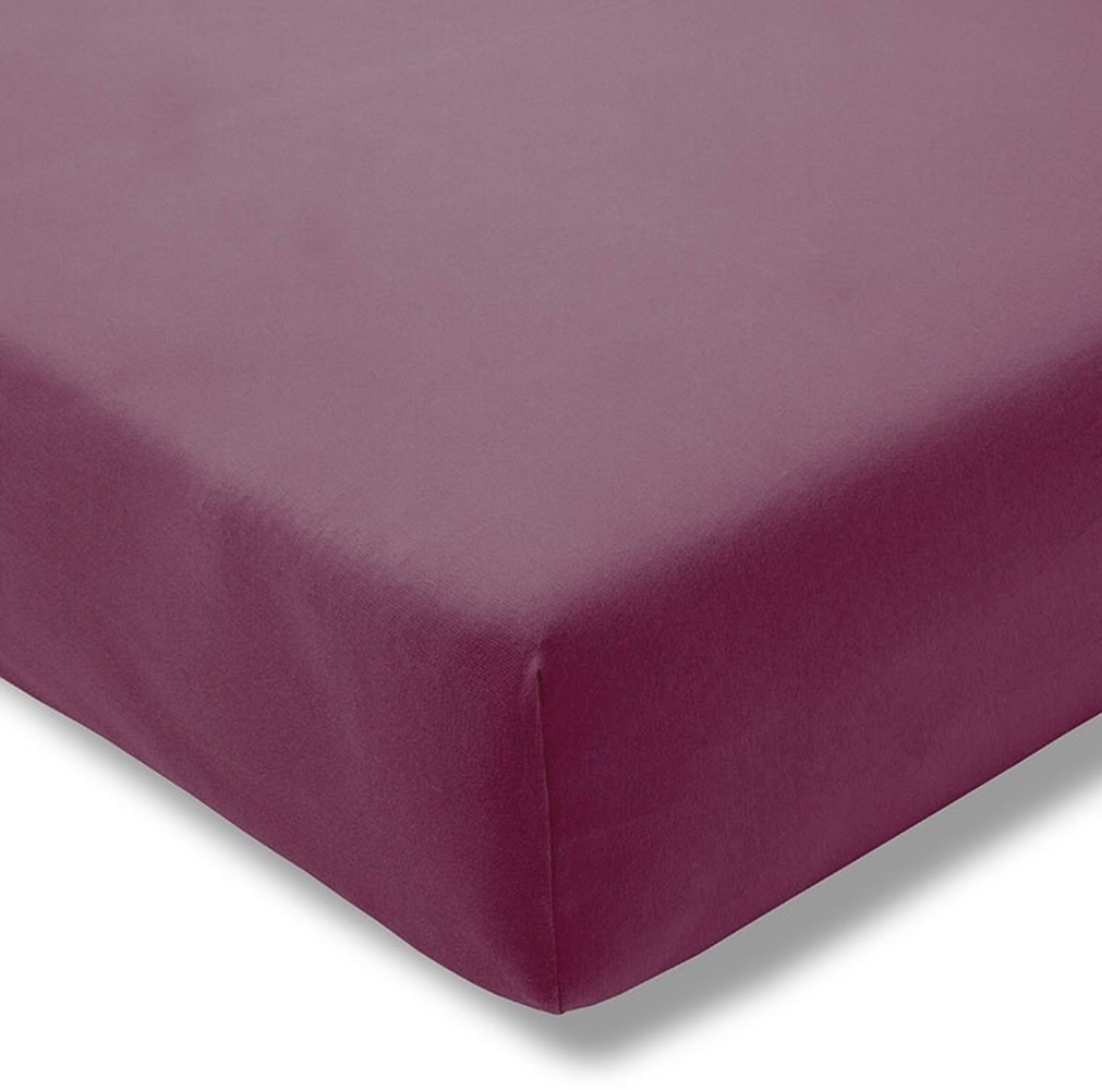ESTELLA Spannbetttuch Zwirnjersey | Aubergine | 100x200 cm | passend für Matratzen 90-120 cm (Breite) x 200-220 cm (Länge) | trocknerfest und bügelfrei | 97% Baumwolle 3% Elastan Bild 1