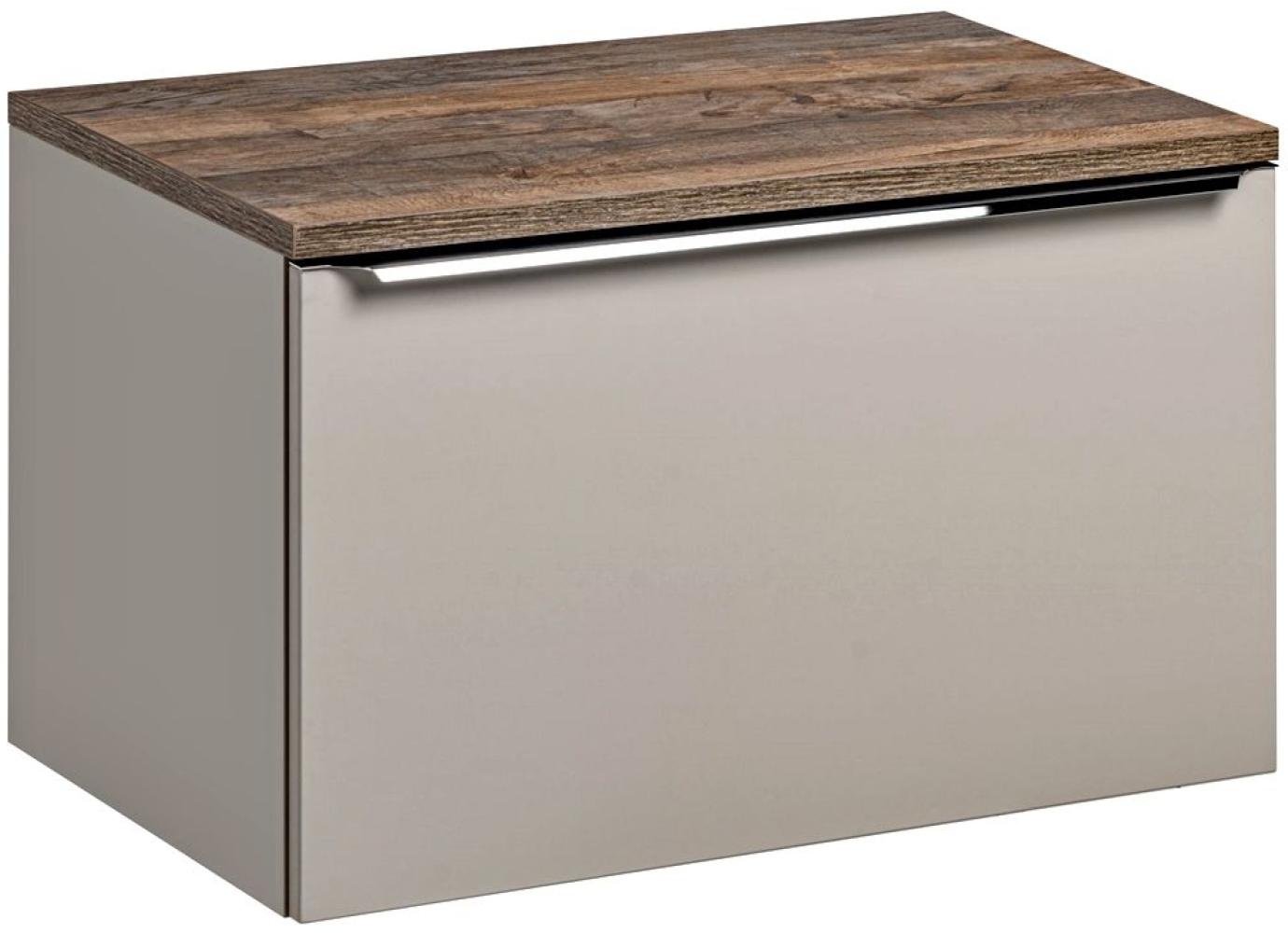 Waschtischunterschrank 80cm PUEBLA-56-TAUPE in taupe mit Vintage Oak, B/H/T ca. 80,4/48,5/46 cm Bild 1