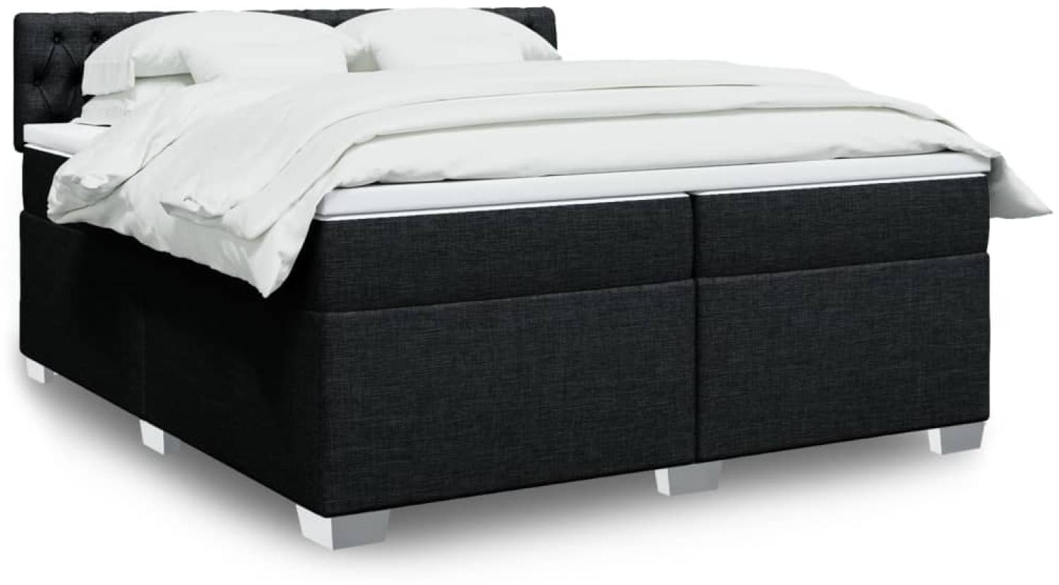 vidaXL Boxspringbett mit Matratze Schwarz 200x200 cm Stoff 3286004 Bild 1