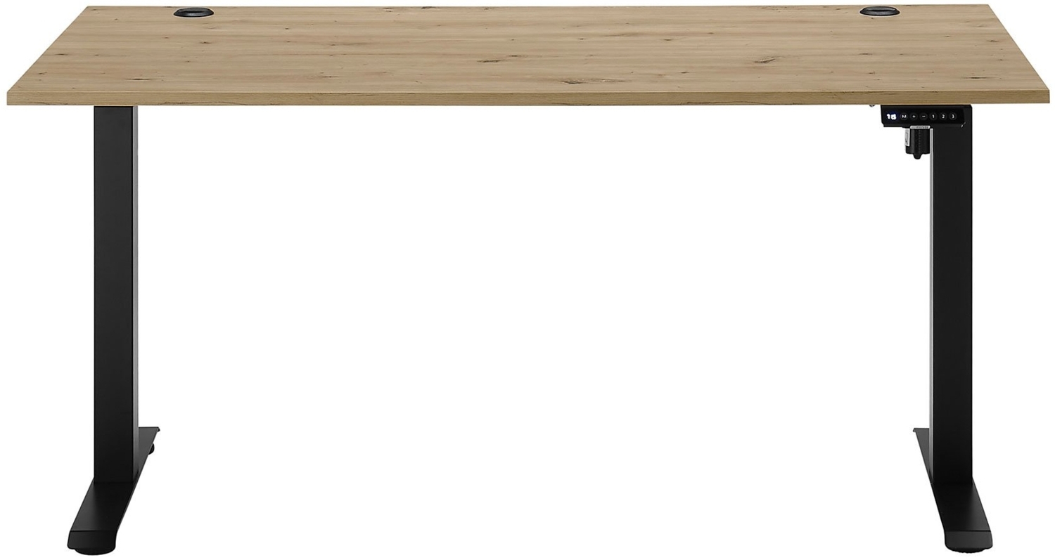 Elektro-Schreibtisch Gedankenplatz / Ben 3, Holzwerkstoff, Schwarz, Holzfarben Bild 1