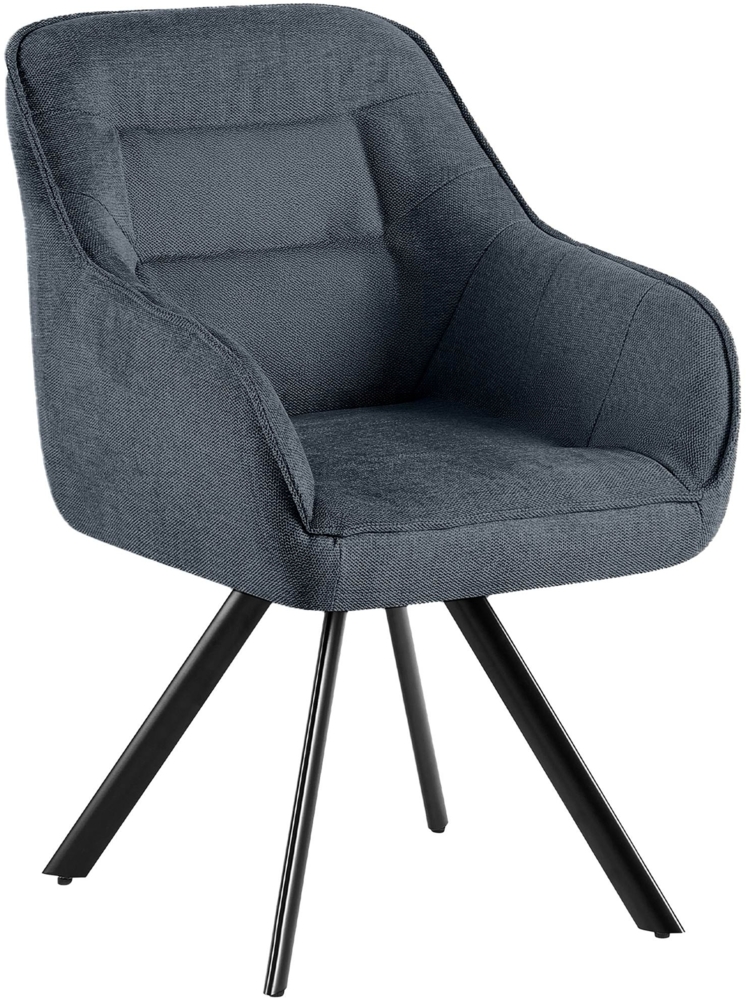 CLP Esszimmerstuhl Pettuli 180° schwenkbar gepolstert mit Rückenlehne bis 150 kg,dunkelgrau Stoff Bild 1