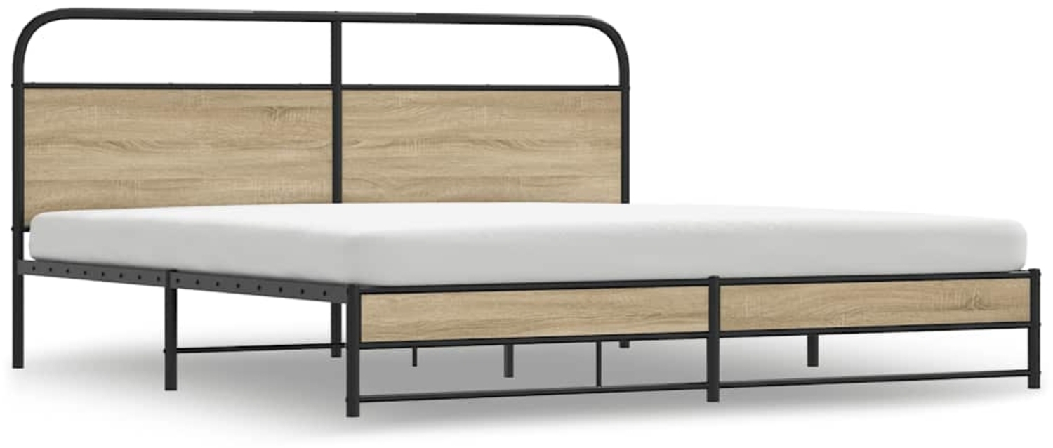 vidaXL Metallbett ohne Matratze Räuchereiche 180x200 cm 3318680 Bild 1