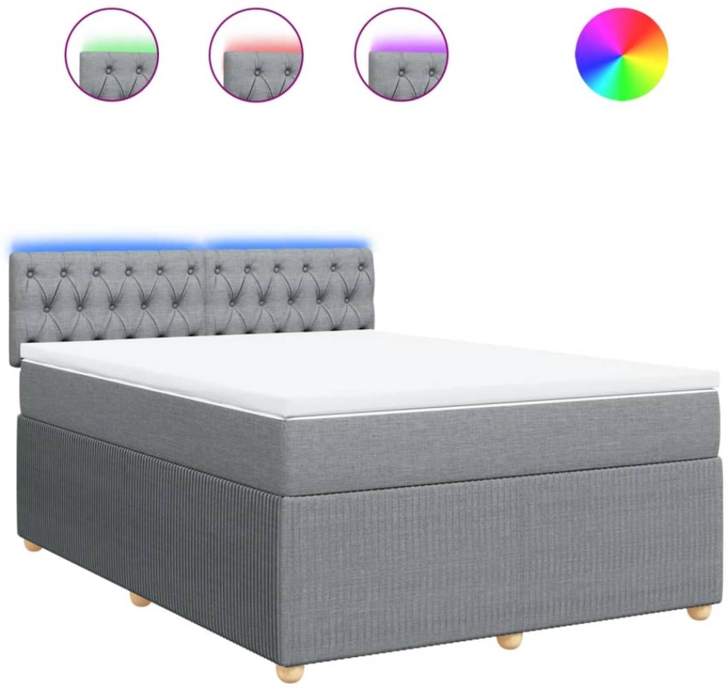vidaXL Boxspringbett mit Matratze Hellgrau 160x200 cm Stoff 3289814 Bild 1
