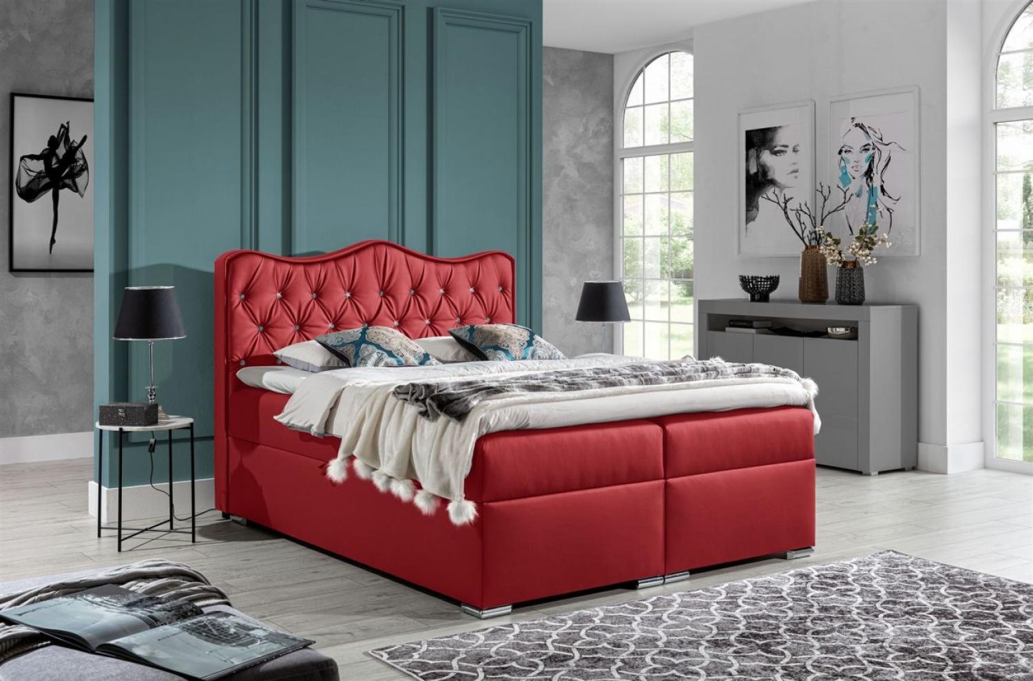 Boxspringbett SAHAN 220x200cm Kunstleder Rot Bild 1