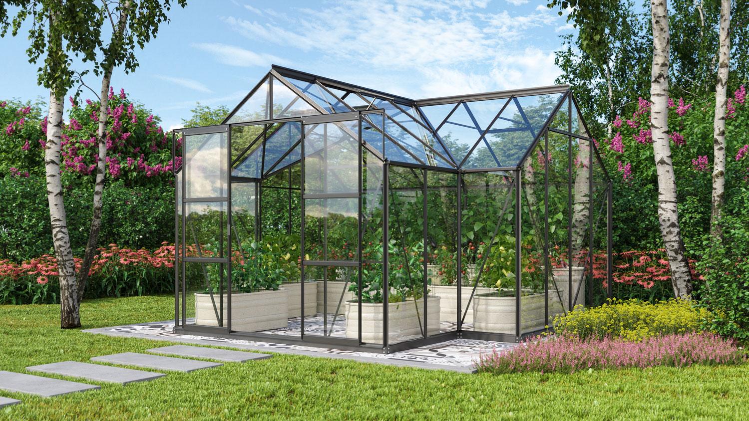 Vitavia Gewächshaus "Sirona", schwarz, 13 m²,3 mm ESG Bild 1