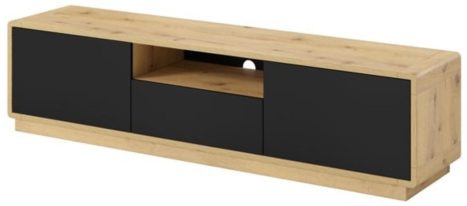 Lowboard TV-Unterschrank Aston 180 x 40 x 44 cm Taurus Eiche schwarz 2-türig Bild 1