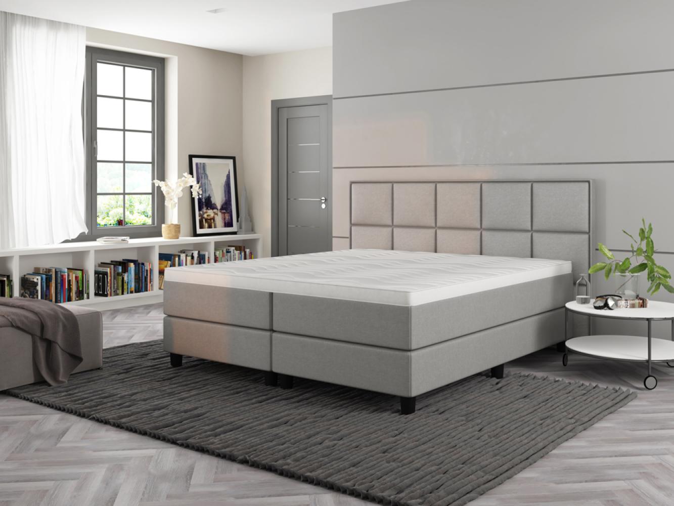 Boxspringbett OSLO 180cm, Härtegrad H3/H5, Bezug: Kunstleder, grau Bild 1