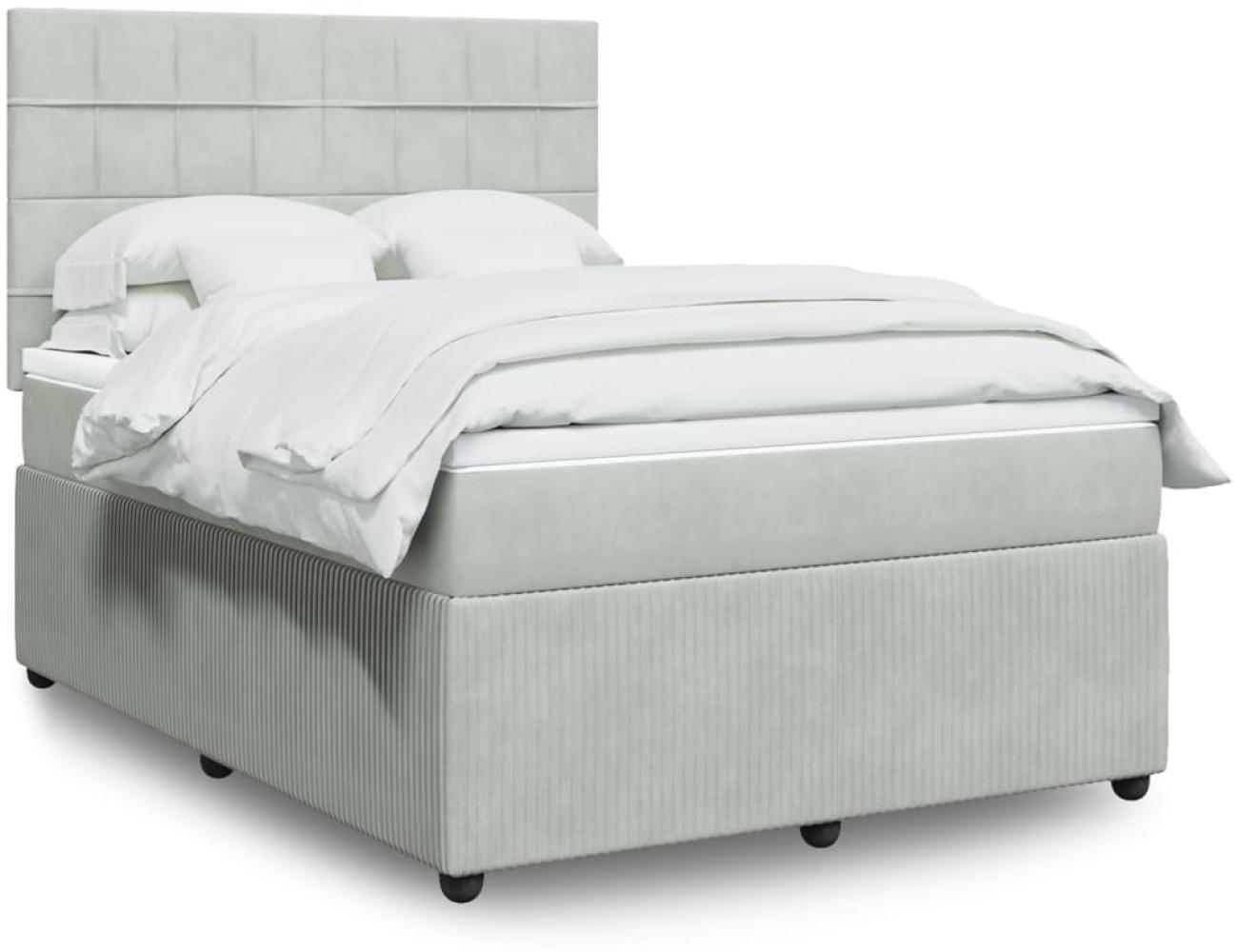 vidaXL Boxspringbett mit Matratze Hellgrau 140x190 cm Samt 3292334 Bild 1