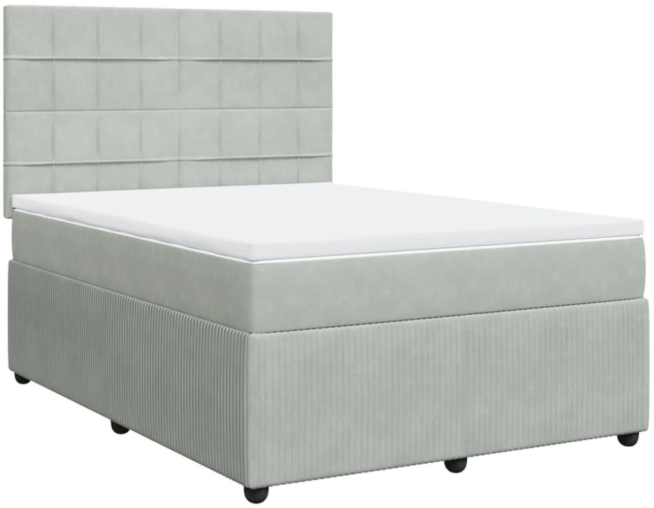 vidaXL Boxspringbett mit Matratze Hellgrau 140x190 cm Samt 3292334 Bild 1