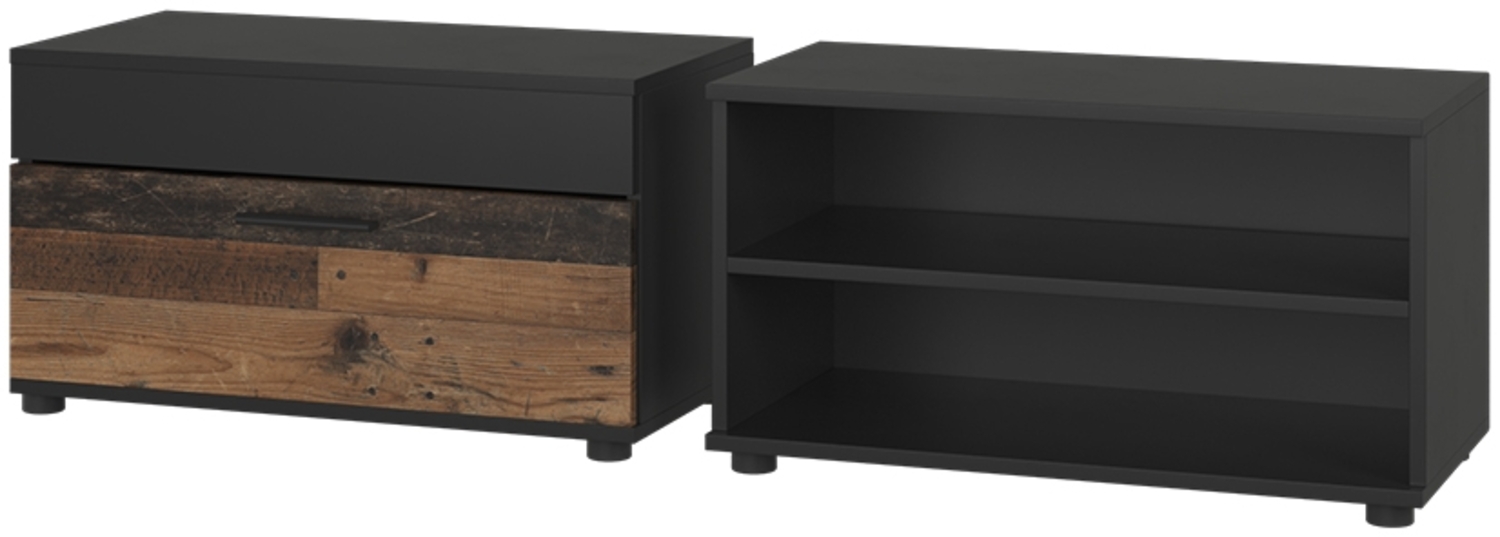 Wohnzimmerschränke Berno Schwarz/Oldstyle 2 Teile Vicco Bild 1