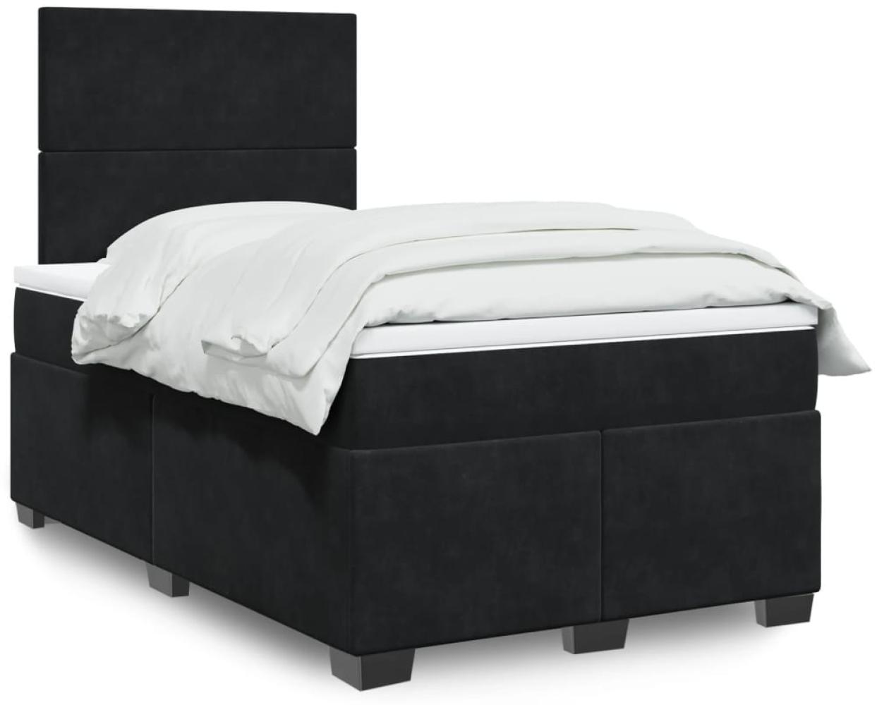 vidaXL Boxspringbett mit Matratze Schwarz 120x190 cm Samt 3293154 Bild 1