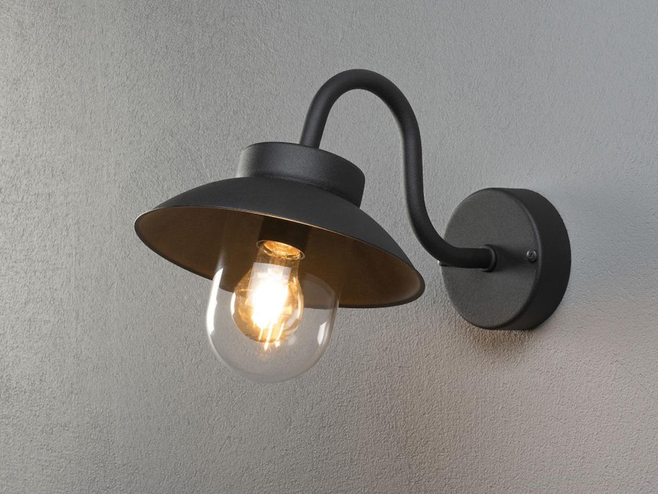 Kleine LED Außenwandleuchte aus Aluminium Schwarz, Höhe 24cm Bild 1