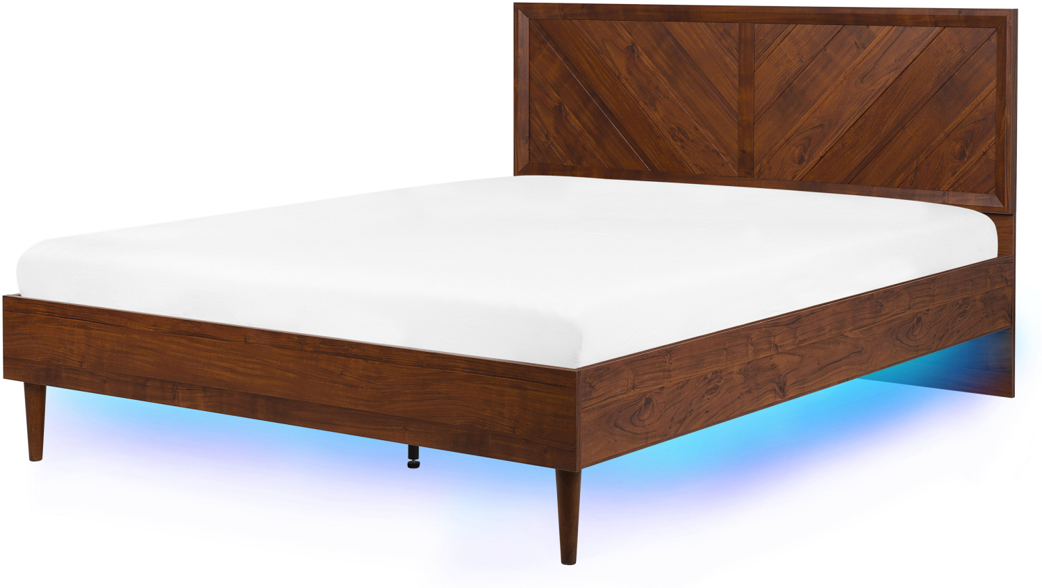 Bett dunkler Holzfarbton 160x200 cm mit LED-Beleuchtung bunt MIALET Bild 1