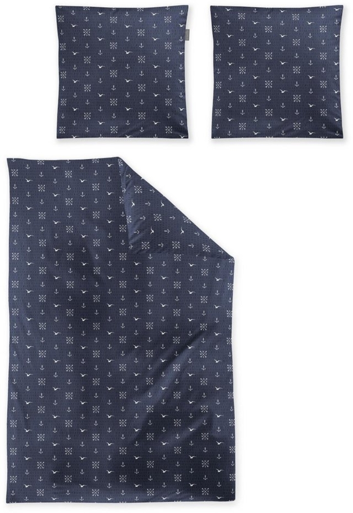 Irisette Easy Soft-Seersucker Bettwäsche 135x200 Möve Anker Maritim blau 8603-21 Bild 1