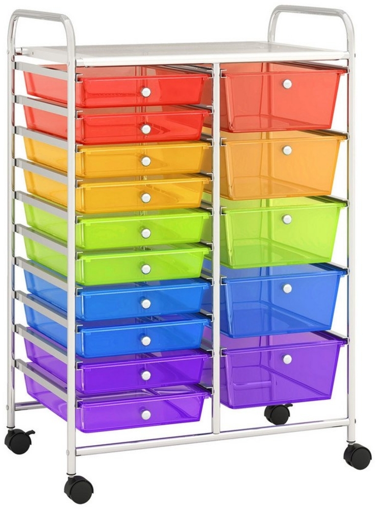 KOMFOTTEU Rollwagen mit 15 stapelbaren Schubladen, Schubladenwagen Farbewahl Bild 1