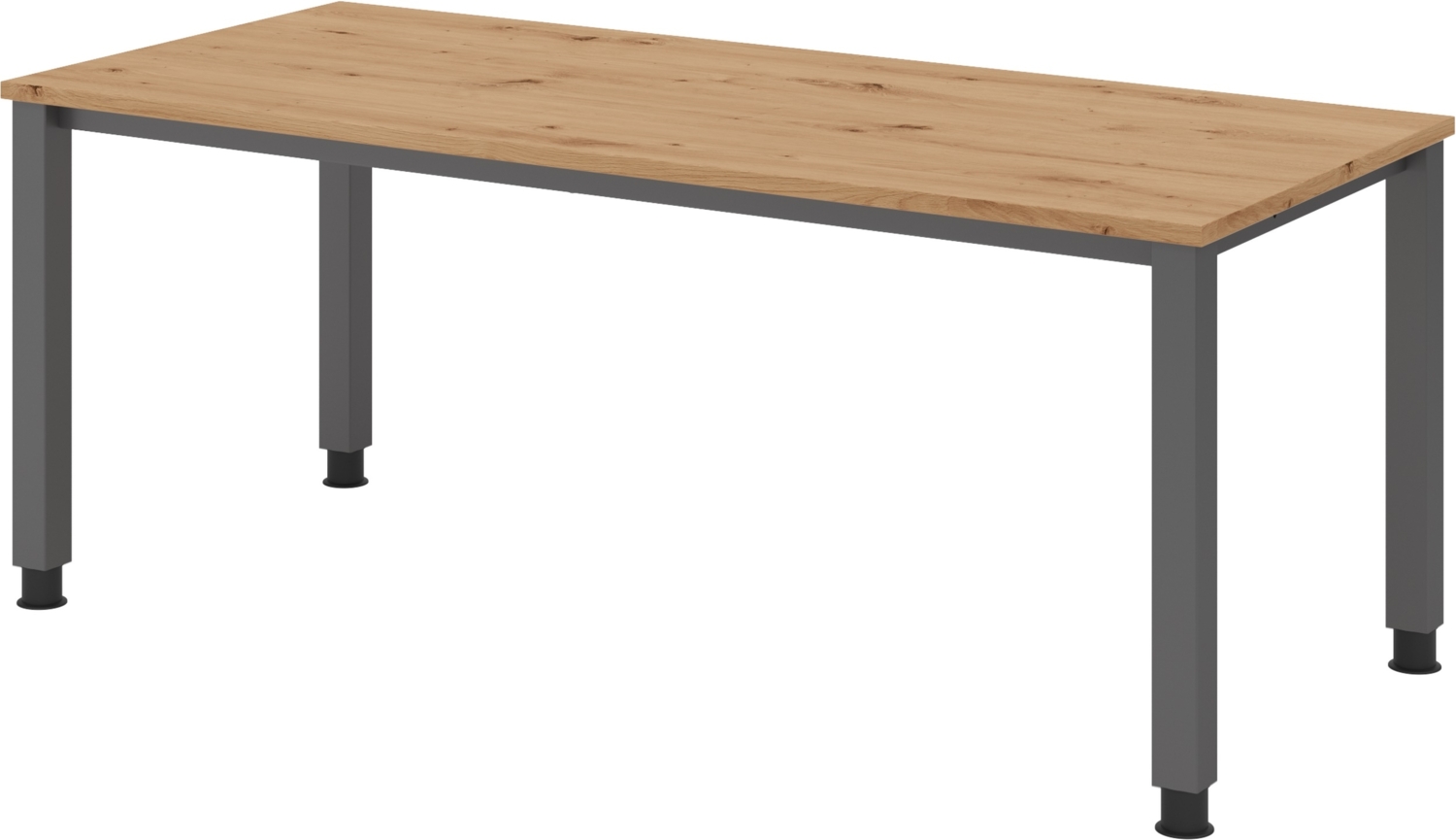 bümö manuell höhenverstellbarer Schreibtisch 180x80 cm in Asteiche, Metall-Gestell: Graphit - PC Tisch höhenverstellbar & belastbar bis 140 kg, Büro- und Computertisch groß, QS-19-R-G Bild 1