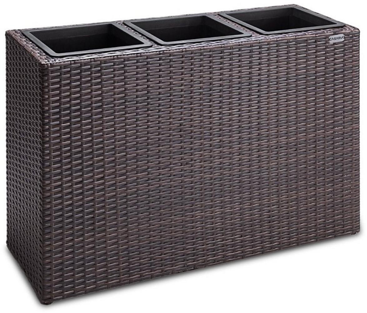 Casaria Pflanzkübel, 3 Innentöpfe Herausnehmbar Polyrattan 83x30,5x60cm Blumentopf Braun Bild 1