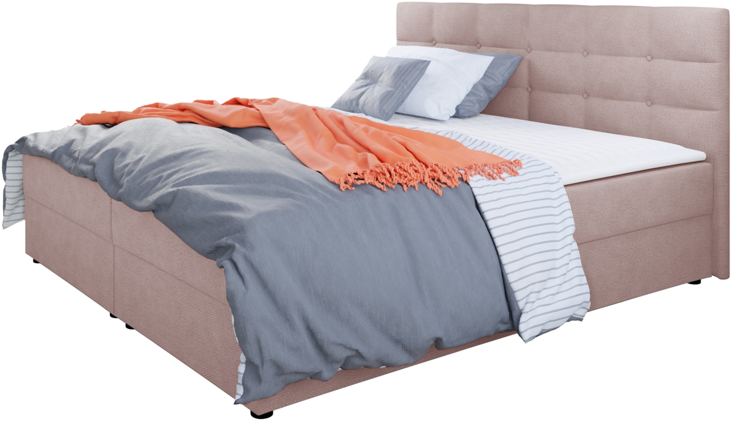 Mirjan24 Boxspringbett 'Wirig I', Rosa, 140 x 200 cm Bild 1