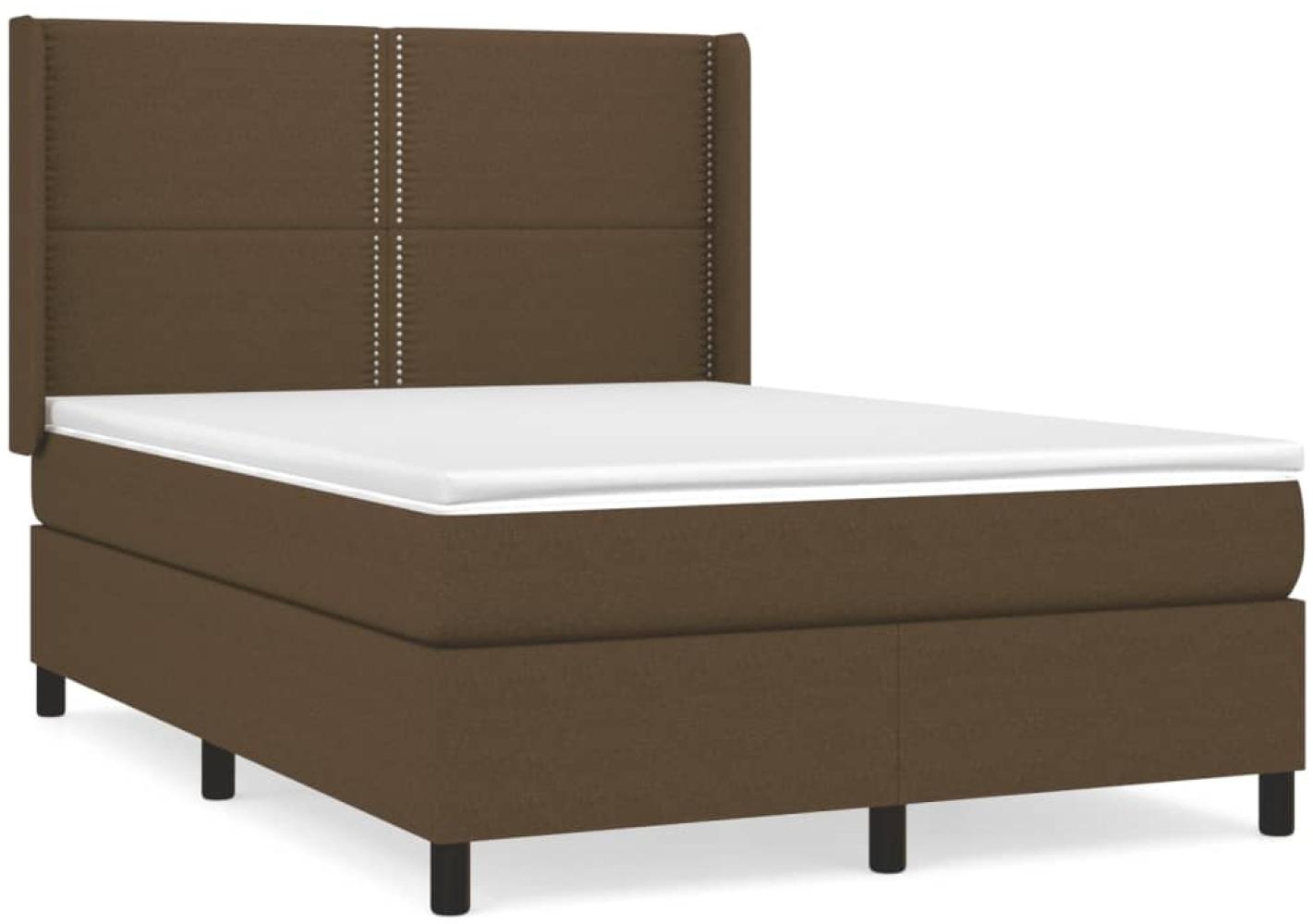 vidaXL Boxspringbett mit Matratze Dunkelbraun 140x190 cm Stoff 3131348 Bild 1
